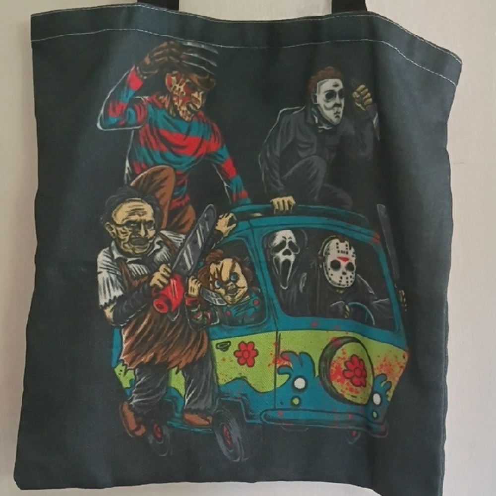 Horror Icons Black Graphic Tote Bag